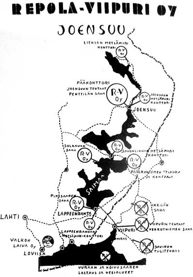 Repola-Viipuri Oy, kartta